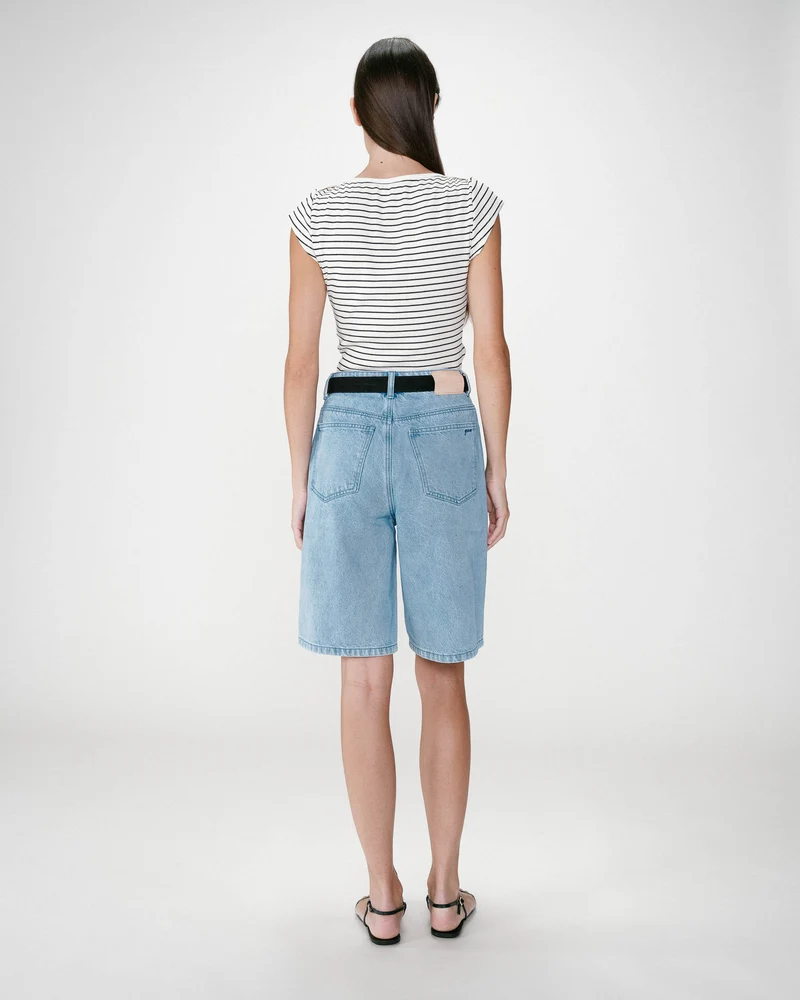 Bermuda long en jean taille haute skyblue Will