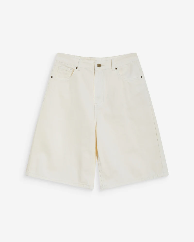 Bermuda long en jean taille haute ecru Will