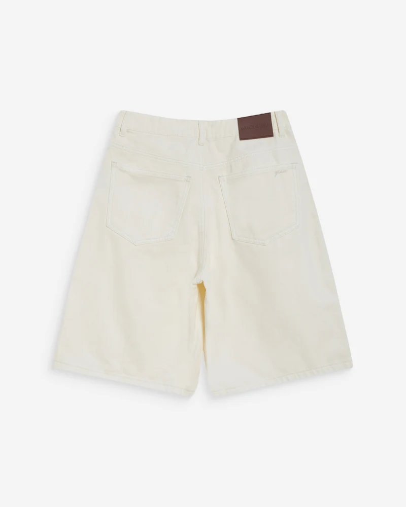 Bermuda long en jean taille haute ecru Will