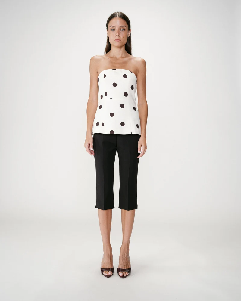 Bustier péplum à pois ecru Wixie