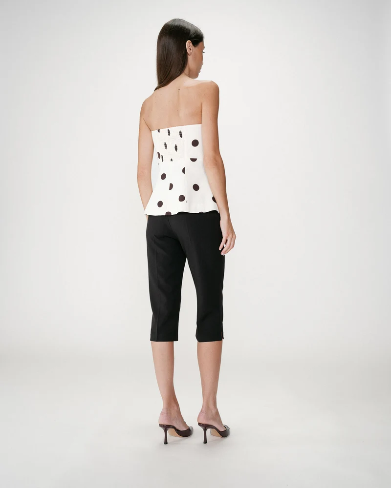 Bustier péplum à pois ecru Wixie
