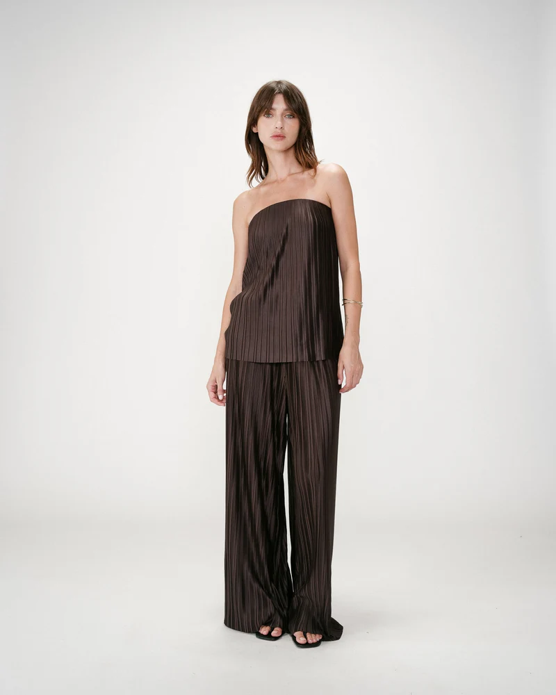 Top bustier plissé aérien chocolat West