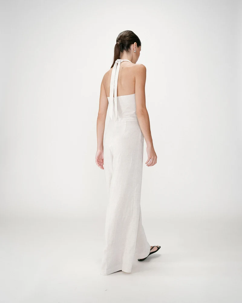 Combinaison pantalon droite encolure carrée sable Wish