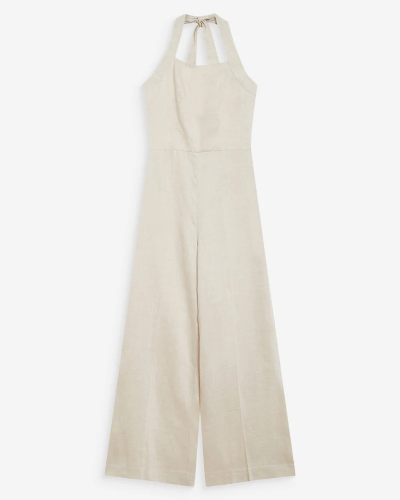 Combinaison pantalon droite encolure carrée sable Wish