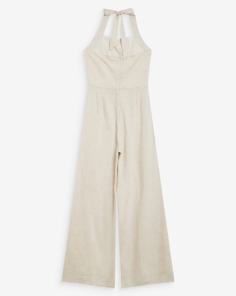Combinaison pantalon droite encolure carrée sable Wish