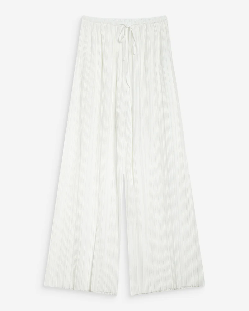 Pantalon large plissé taille réglable ivoire Wonka