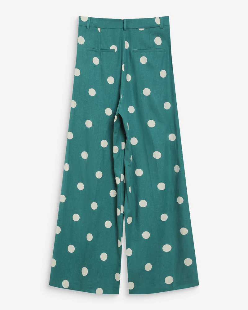Pantalon large à pois emeraude Wynell