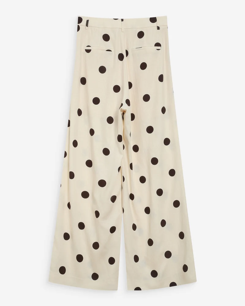 Pantalon large à pois ecru Wynell
