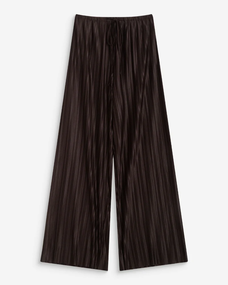 Pantalon large plissé taille réglable chocolat Wonka
