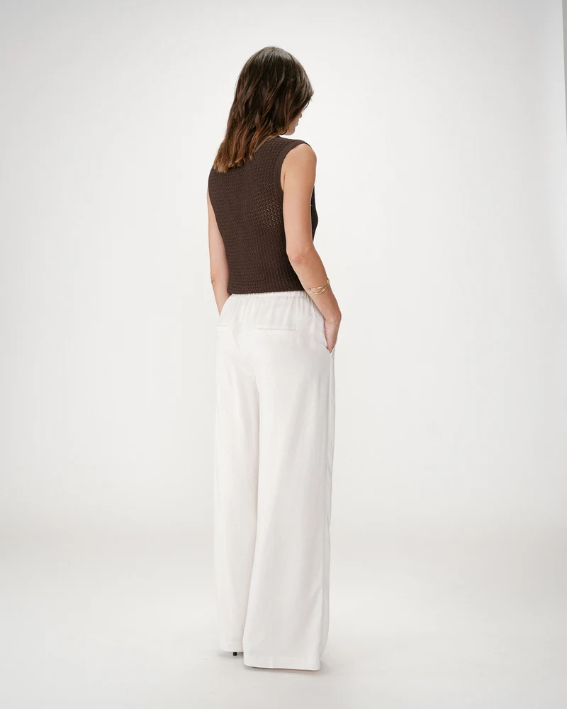 Pantalon tailleur en lin fluide sable Wally