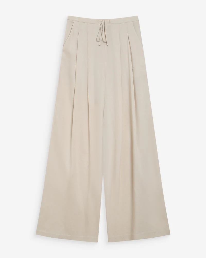 Pantalon tailleur en lin fluide sable Wally