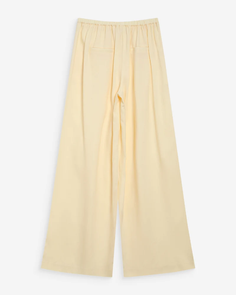Pantalon tailleur en lin fluide jaune Wally