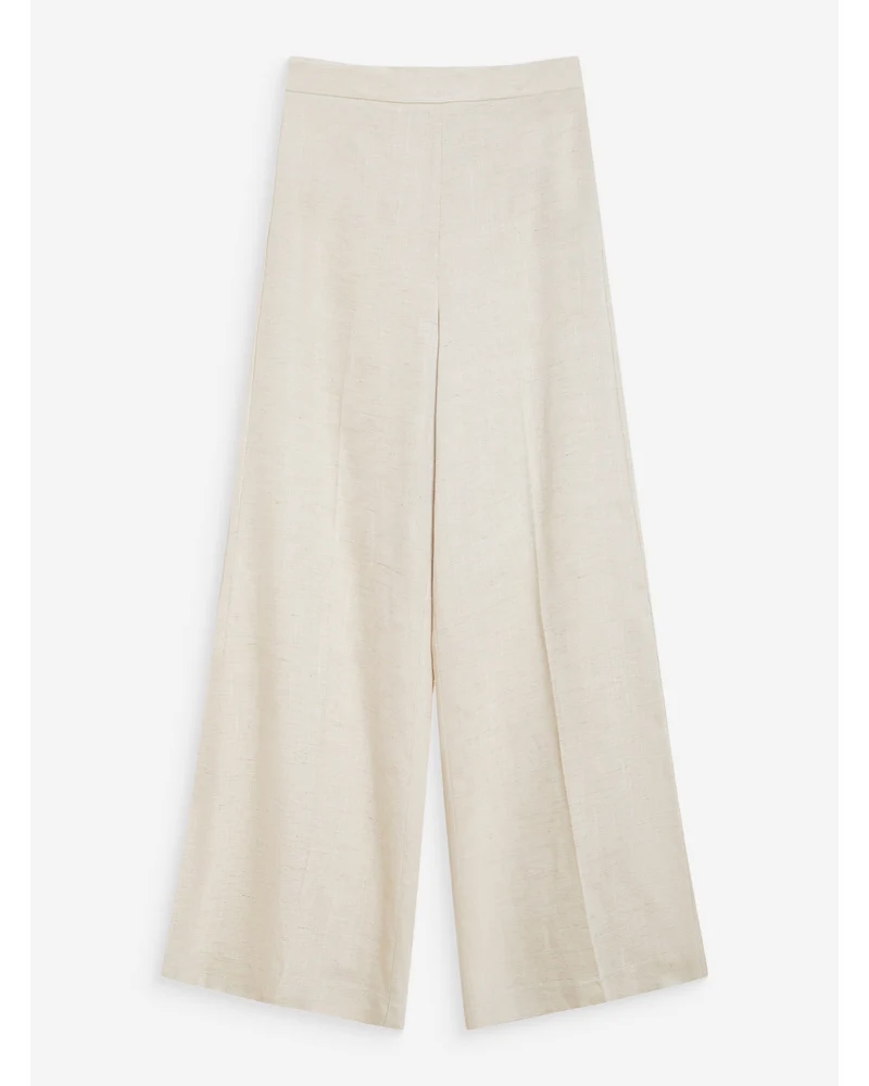 Pantalon droit taille haute jambes larges en lin sable Wesley