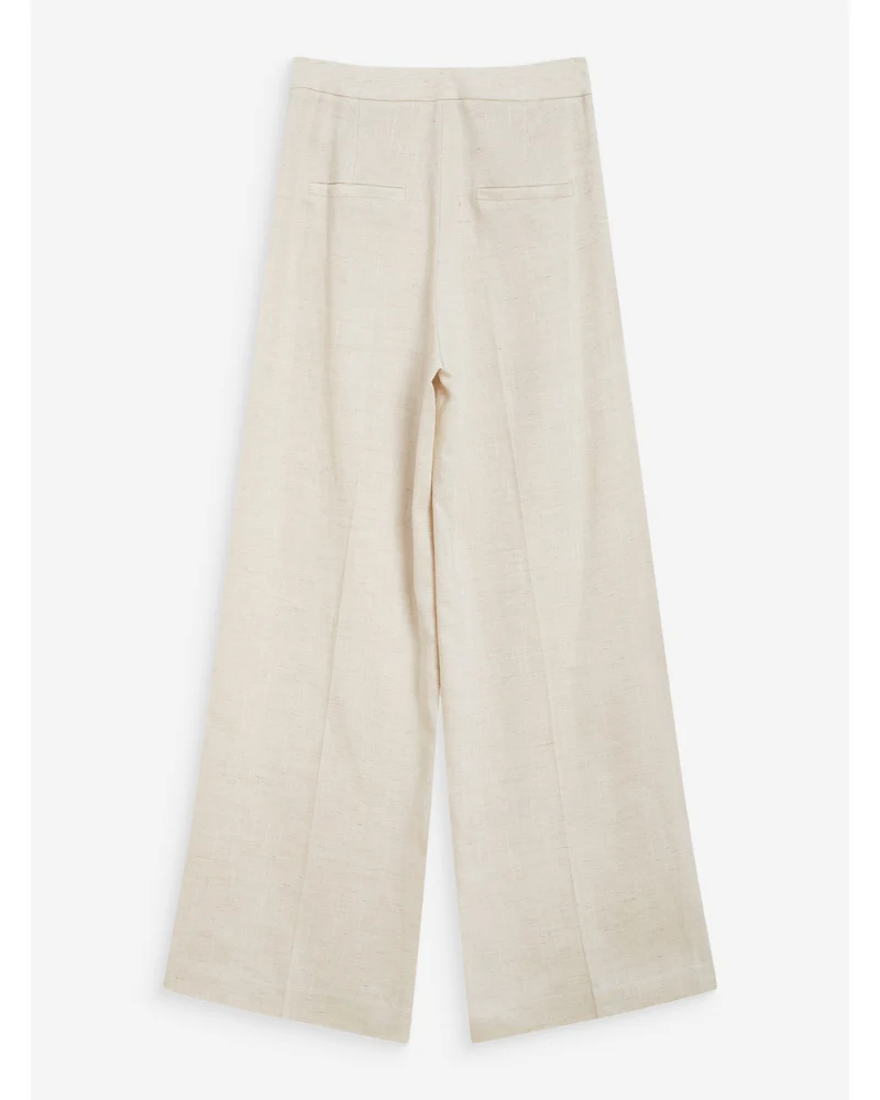 Pantalon droit taille haute jambes larges en lin sable Wesley