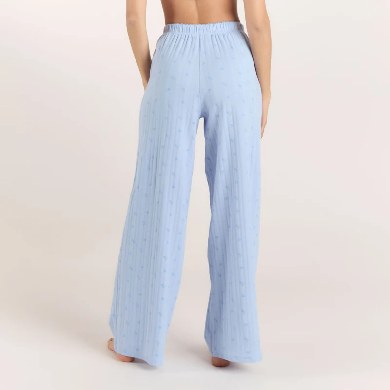 Pantalon de Pyjama en Pointelle - Bleu Floral