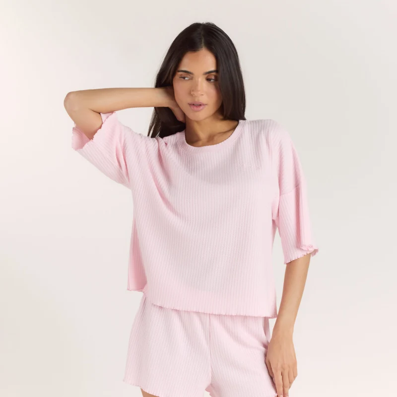 Haut de Pyjama Soft Waffle - Rose