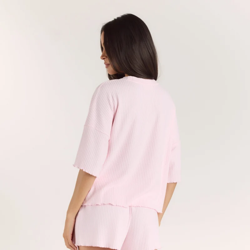 Haut de Pyjama Soft Waffle - Rose