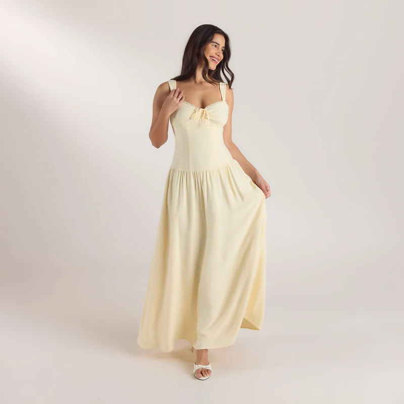 Robe Maxi Taille Basse - Jaune Citron