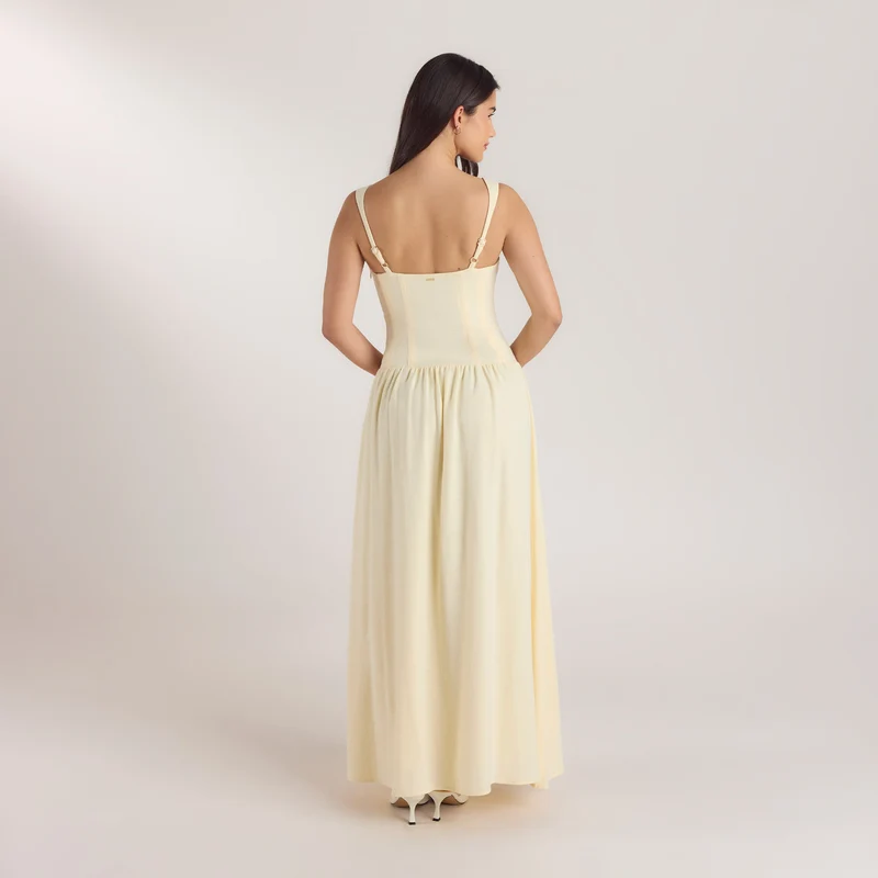 Robe Maxi Taille Basse - Jaune Citron