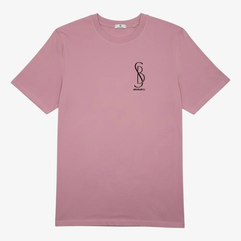 T-shirts col rond Tobias en coton rose avec imprimé poitrine