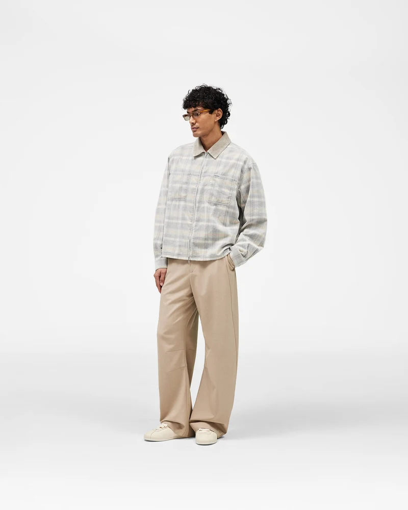 Cord Zip Flannel Shirt - Mineral