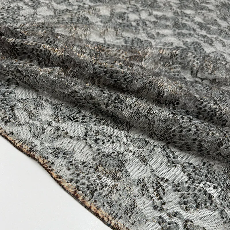 Tissu Dentelle Stretch - Enduit Métallisé, Zina