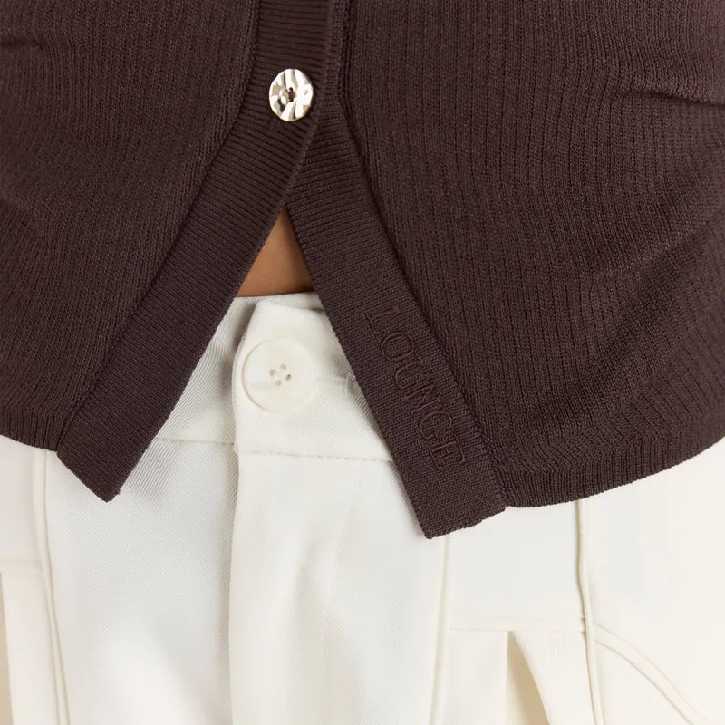 Gilet en Maille Côletée - Chocolat