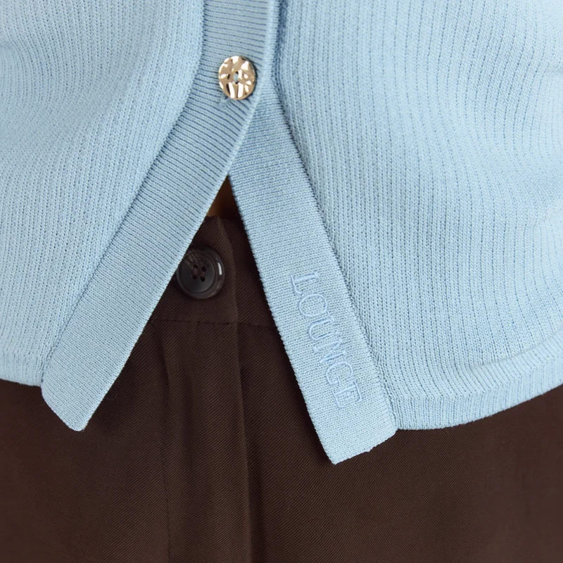 Gilet en Maille Côletée - Bleu Clair