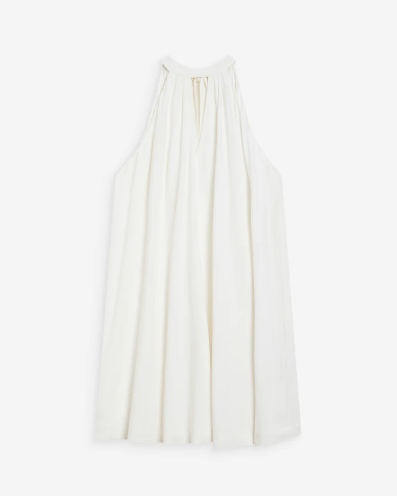 Robe courte évasée en lin dos à nouer white Whola