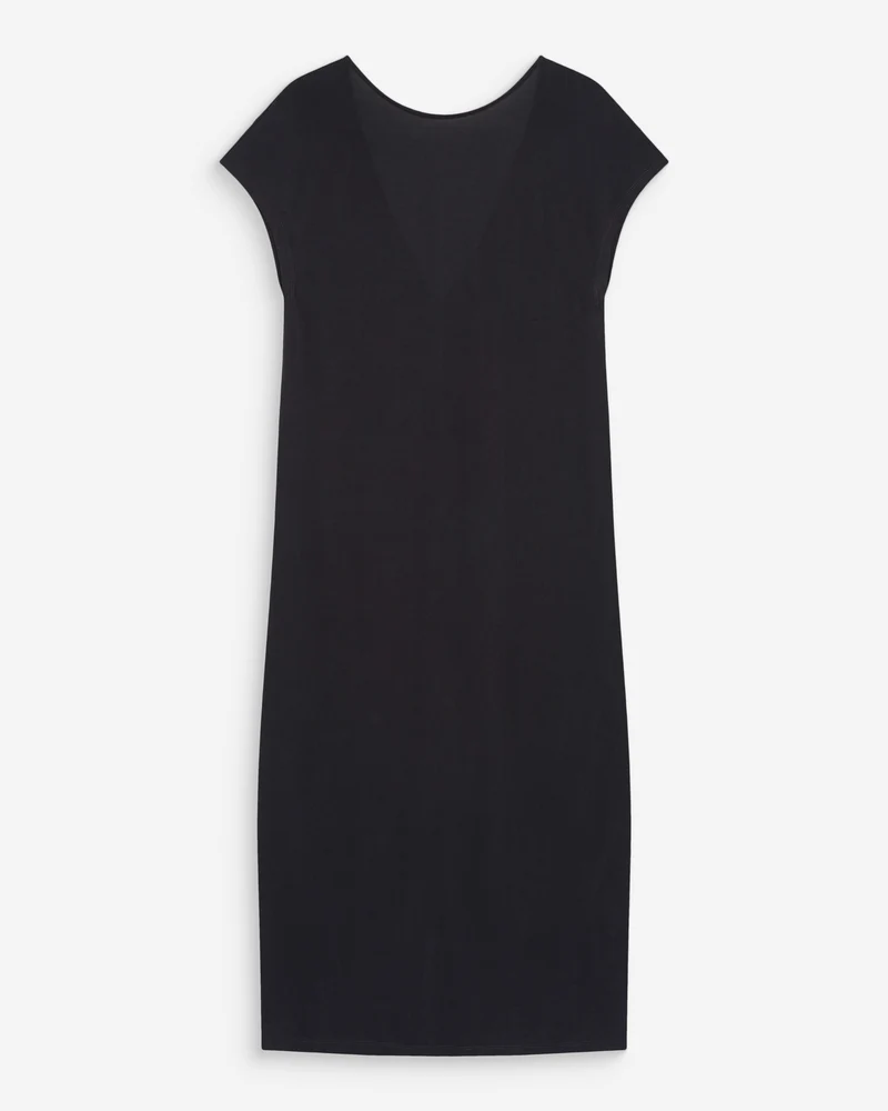 Robe longue légère en modal manches courtes carbone Peace