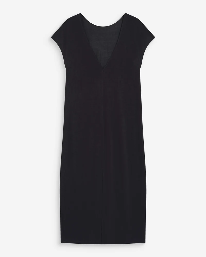 Robe longue légère en modal manches courtes carbone Peace