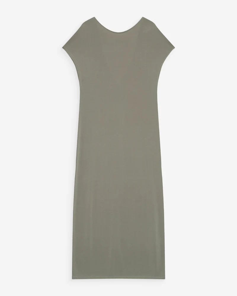Robe longue légère en modal manches courtes kaki Peace