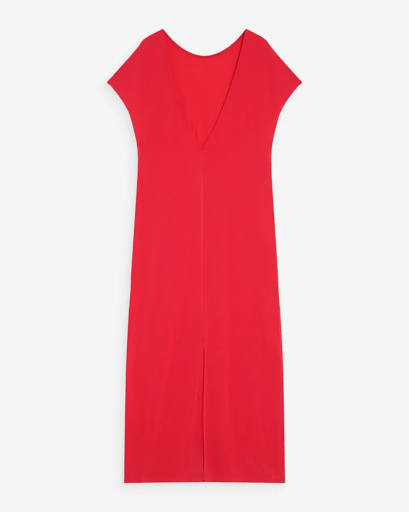Robe longue légère en modal manches courtes fuchsia Peace