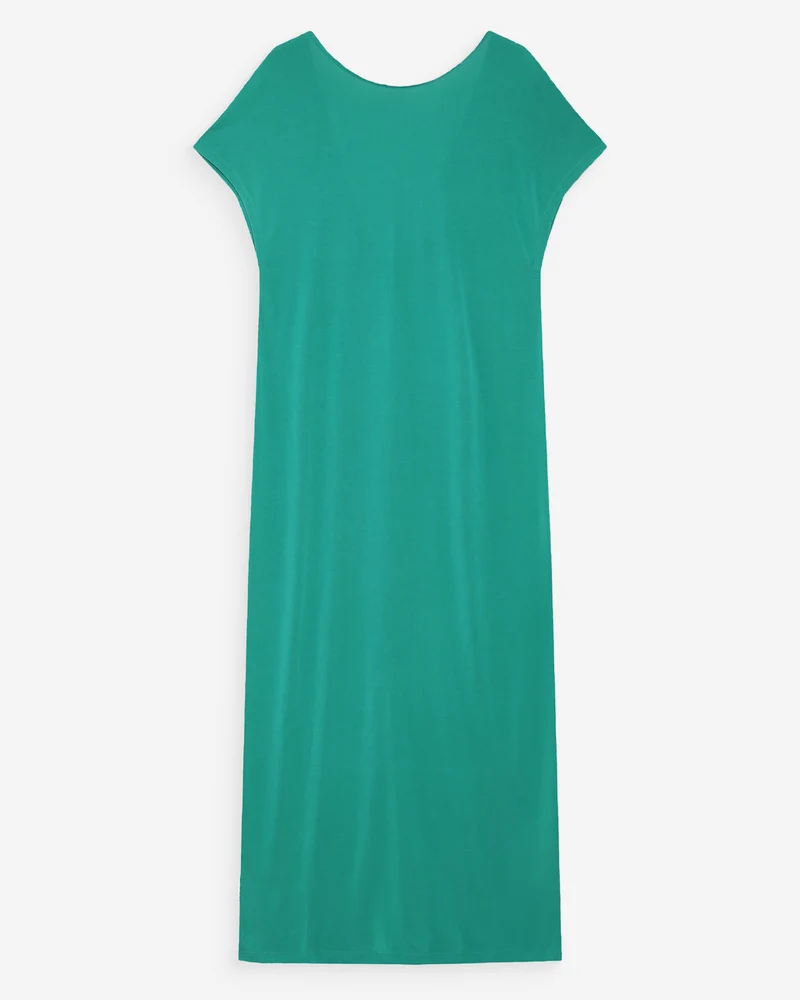 Robe longue légère en modal manches courtes vert Peace