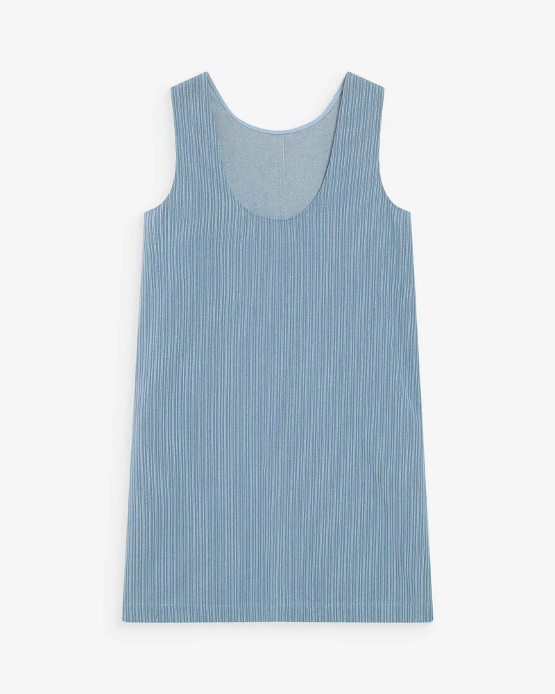 Robe courte droite sans manches en jean stripedblue Vanessa