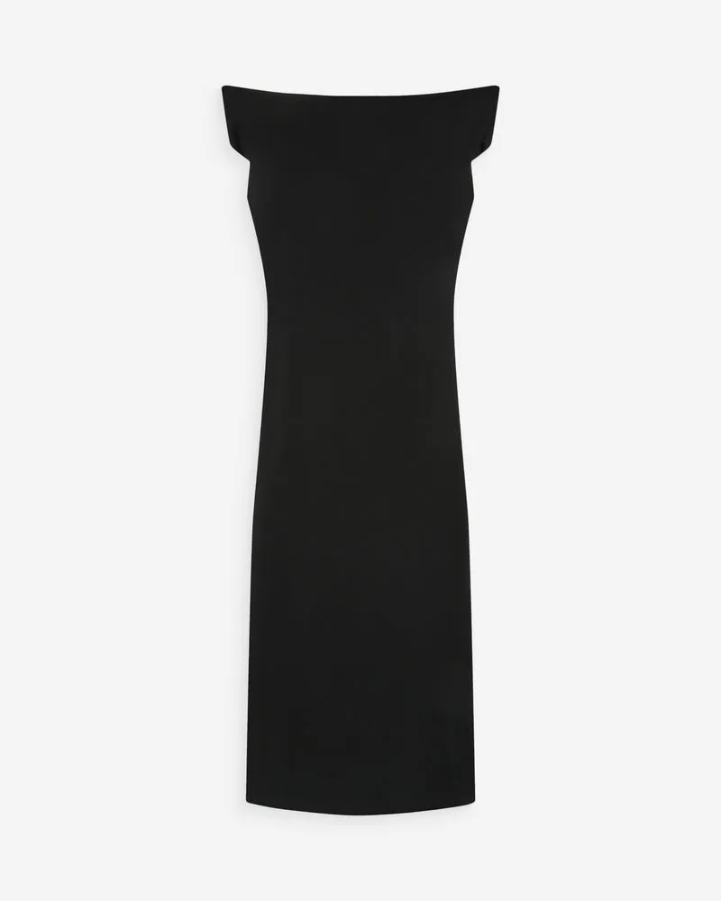 Robe longue cintrée col asymétrique noir Vanity