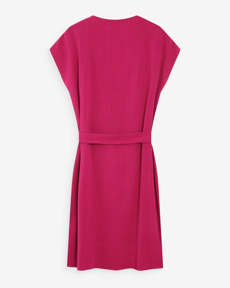 Robe courte fluide col V manches courtes pivoine Marilou