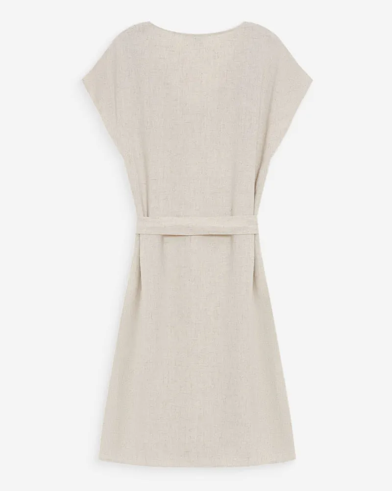 Robe courte fluide col V manches courtes sable Marilou
