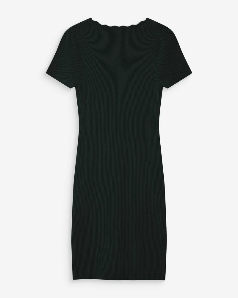 Robe courte ajustée en maille à col V noir Valeriane