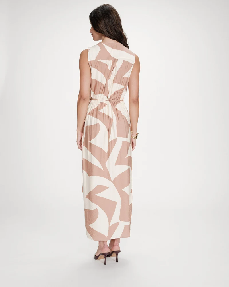 Robe portefeuille imprimé géométrique mocha Velline