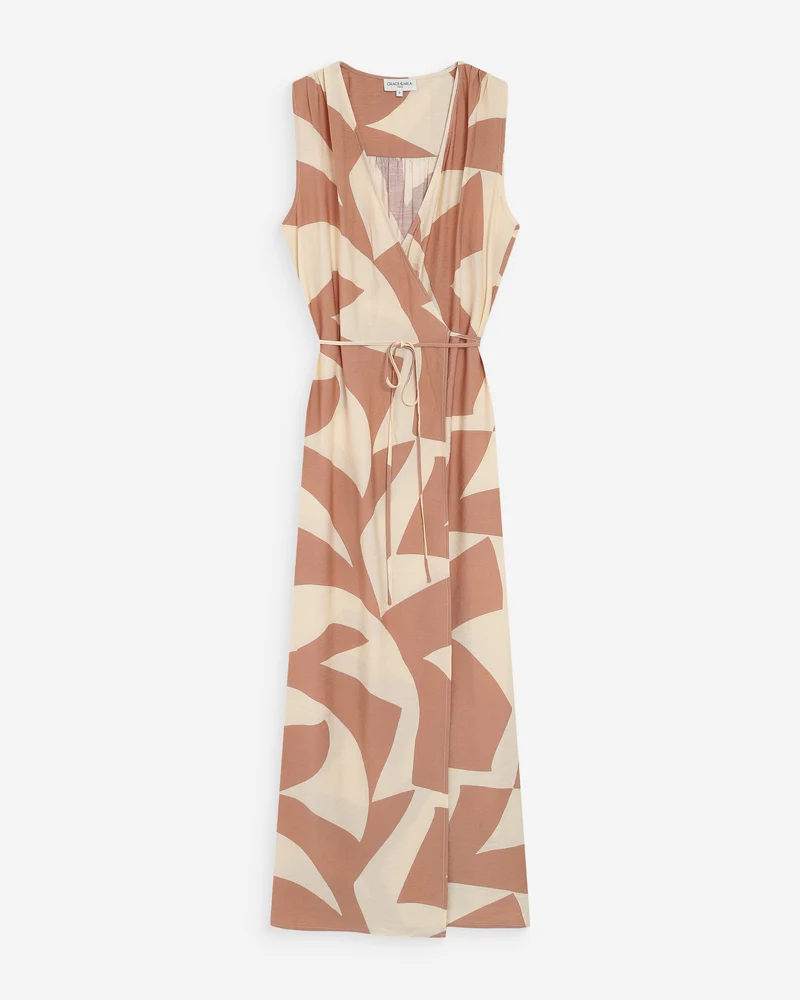 Robe portefeuille imprimé géométrique mocha Velline