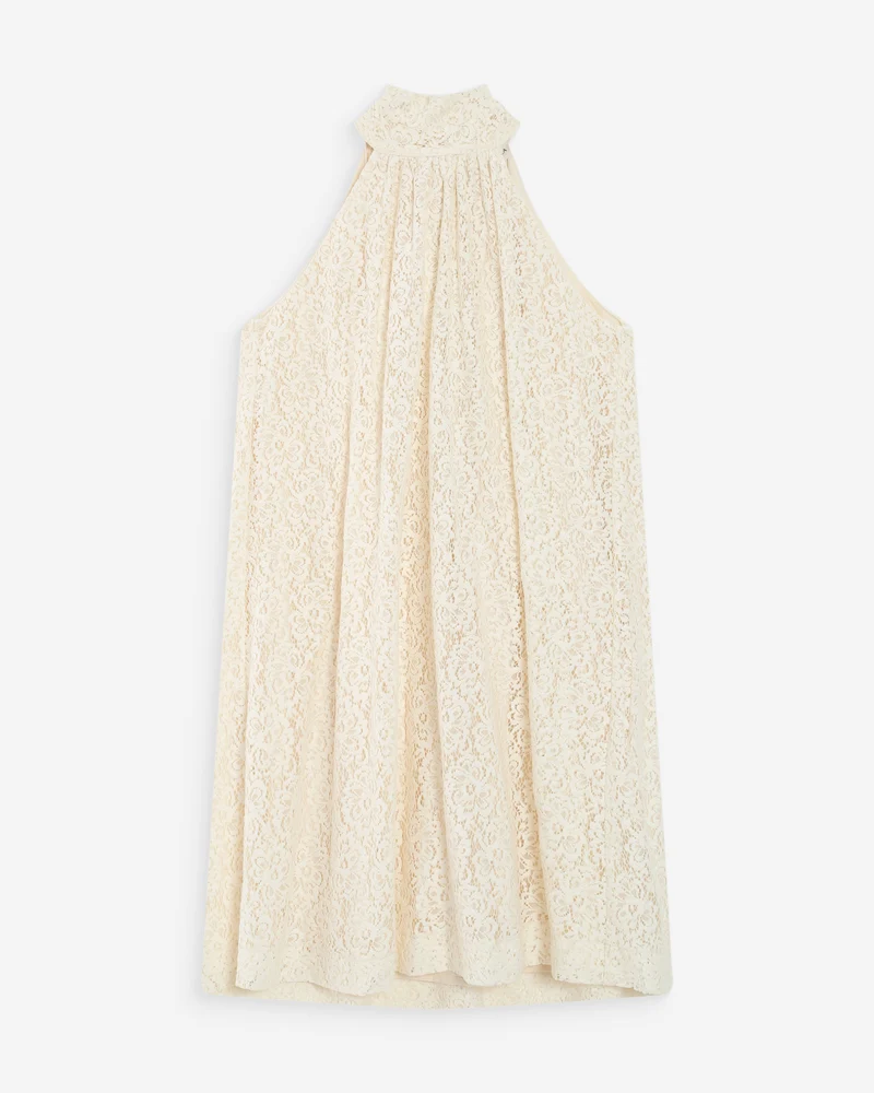 Robe courte sans manches en dentelle ecru Vasarely