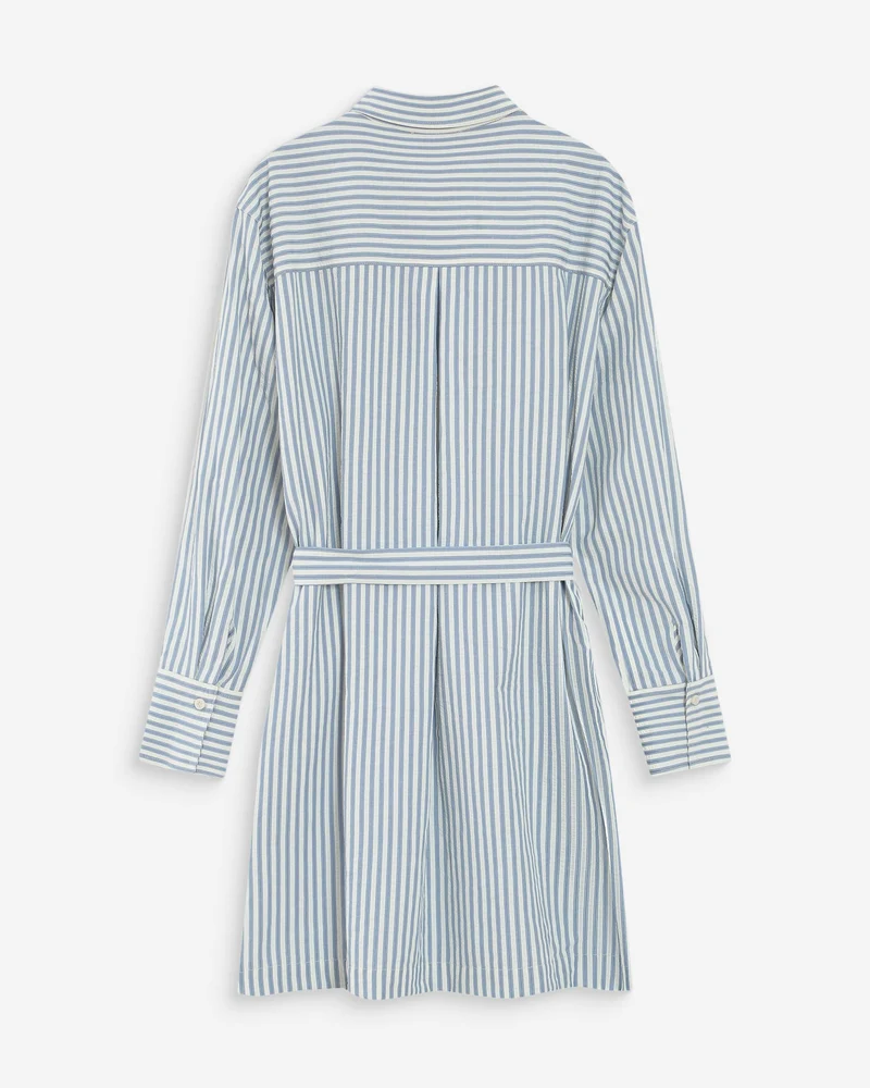 Robe chemise courte à rayures ceinturée bleuet Visery