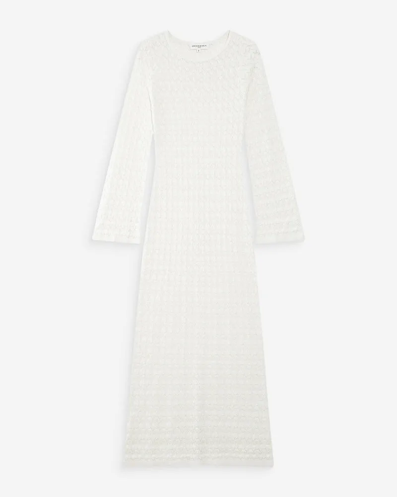 Robe longue en maille ajustée ecru Verdad