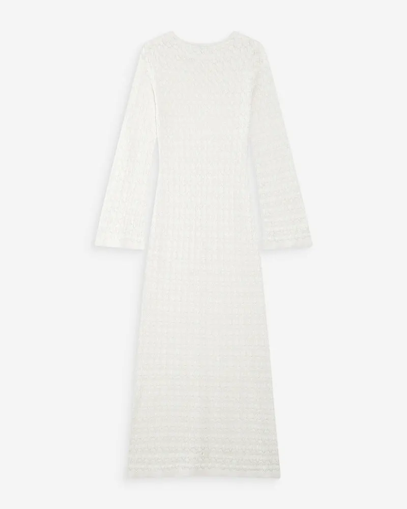 Robe longue en maille ajustée ecru Verdad