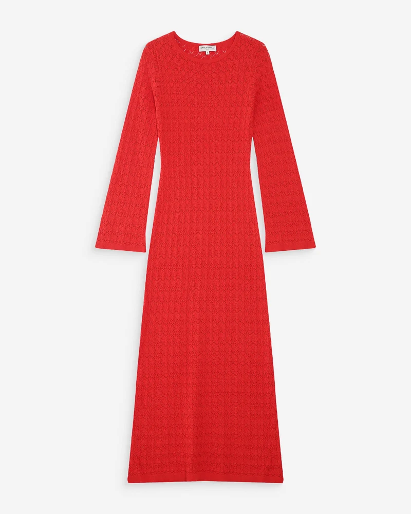 Robe longue en maille ajustée sanguine Verdad