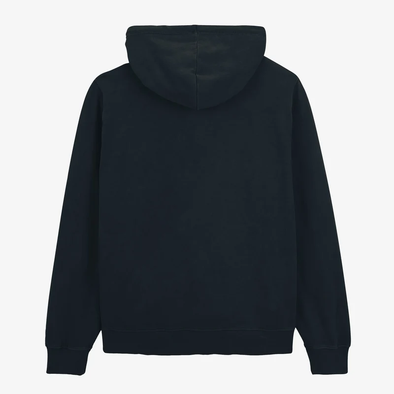 Sweat à capuche zippé teinture old en coton bleu marine
