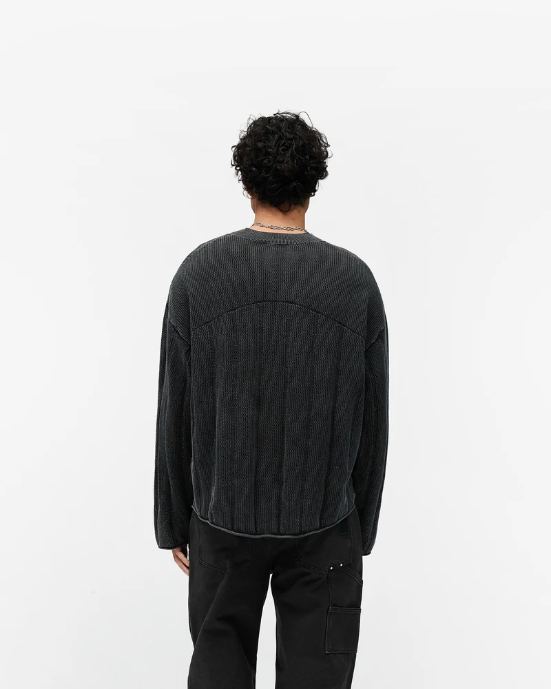 Knitted Varsity Long Sleeve Jersey - Vintage Grey