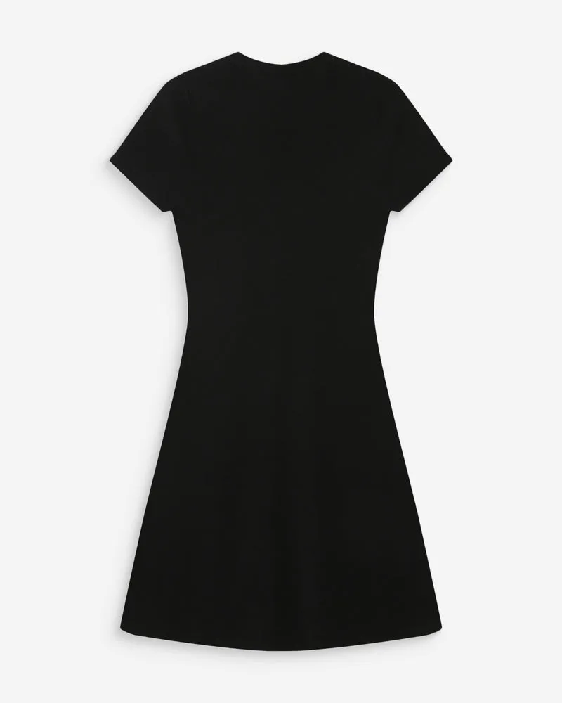 Robe courte en maille boutonnée col V noir Venezuela
