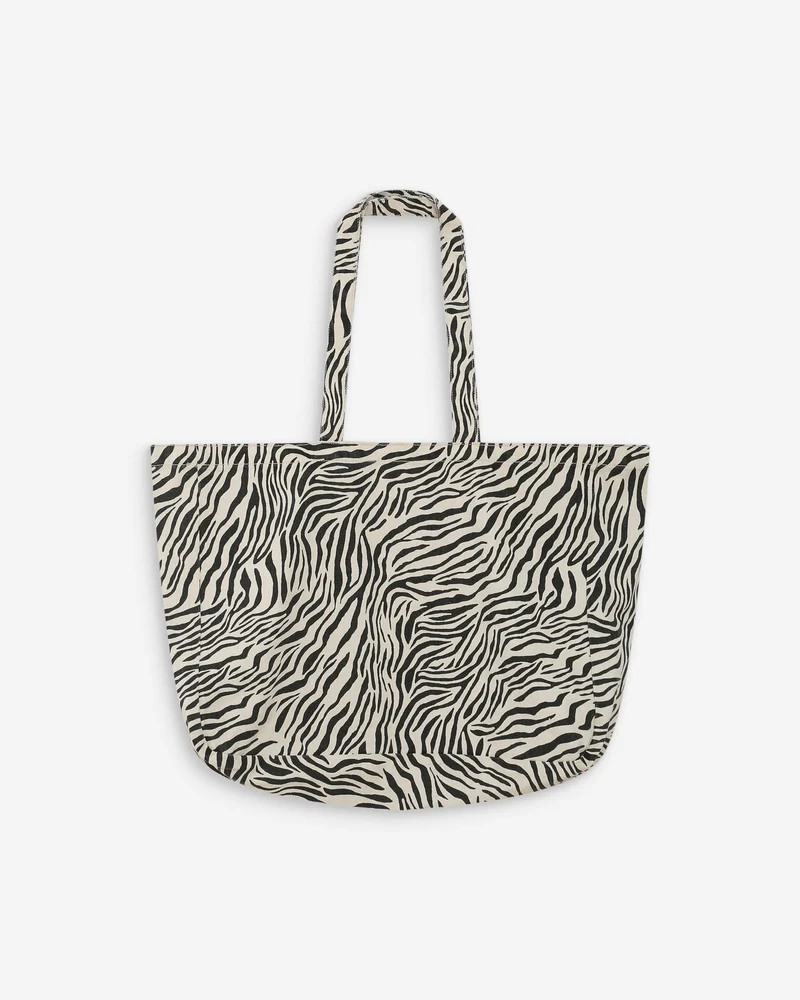 Tote bag large en denim à motif zebre Voyage